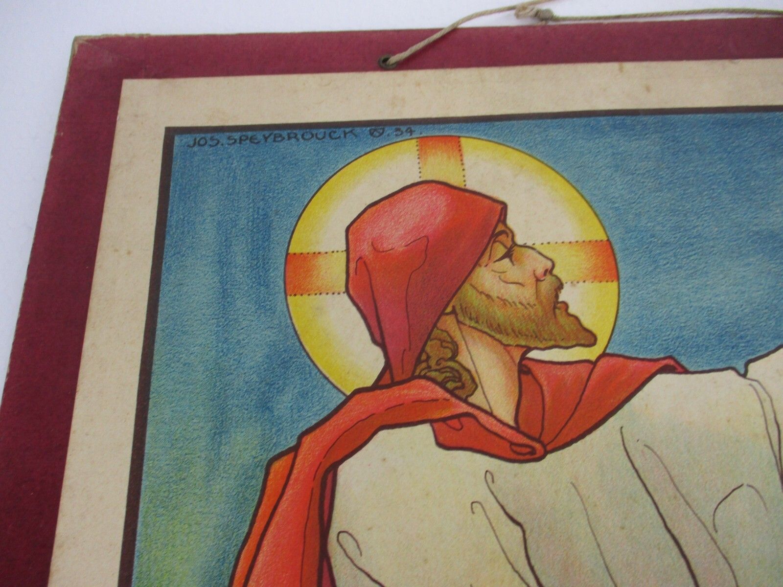 Antique Religious Cardboard Print Chromolith Charity Speybrouck Goffart photo furniture