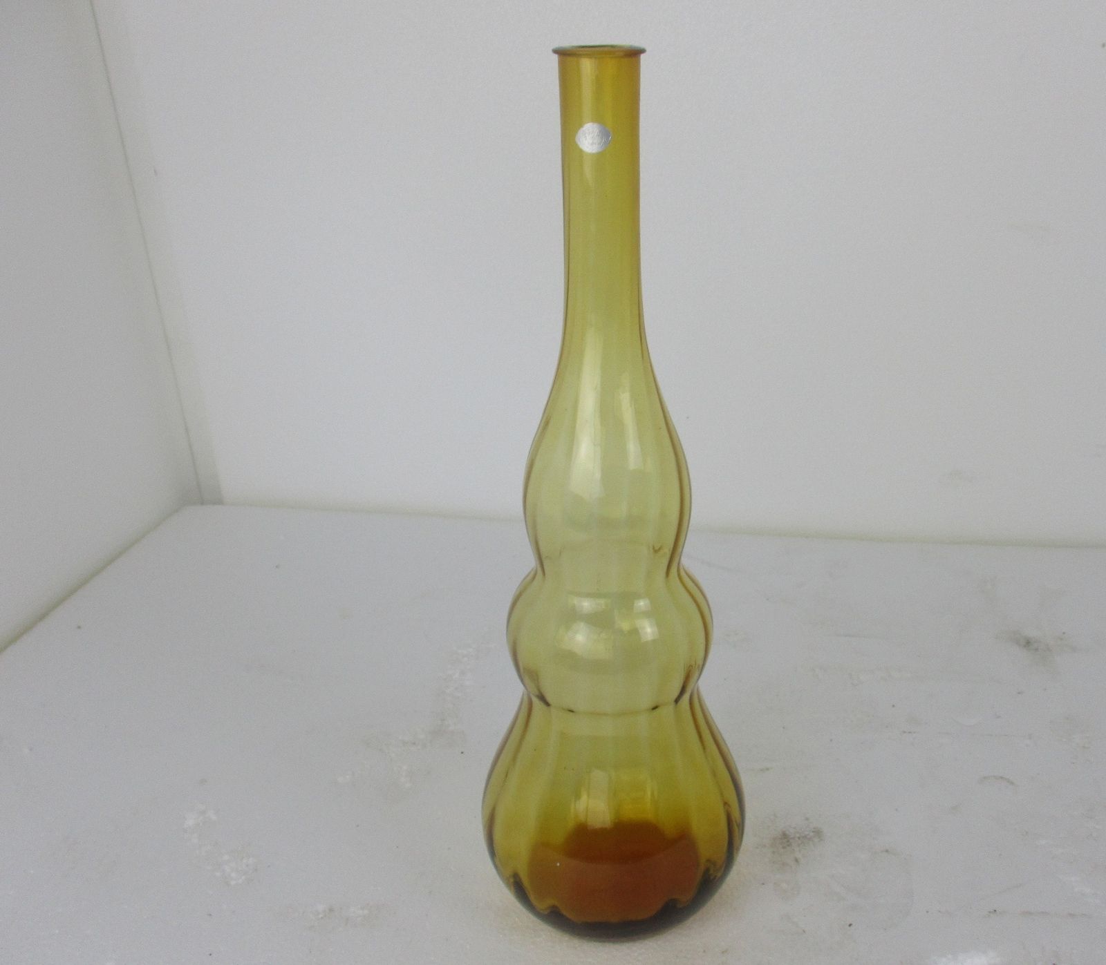 Vintage Retro Hooped Glass Genie Bottle Vase Amber Italy Italian photo furniture