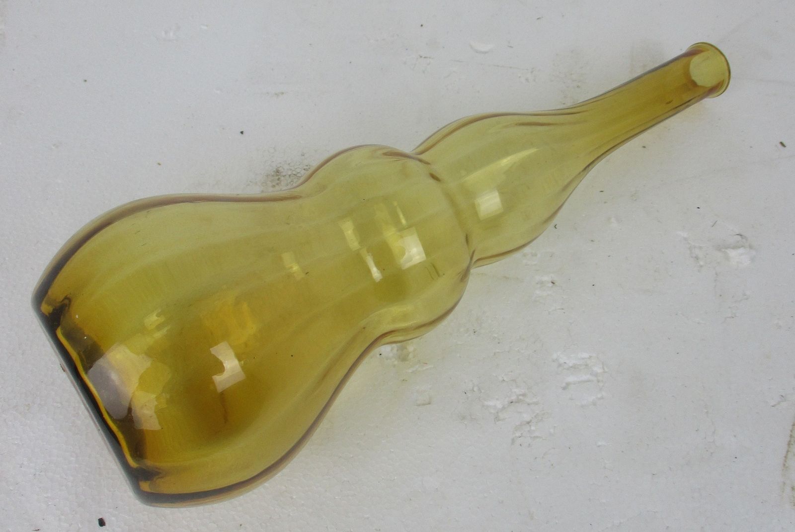 Vintage Retro Hooped Glass Genie Bottle Vase Amber Italy Italian photo Home Decor