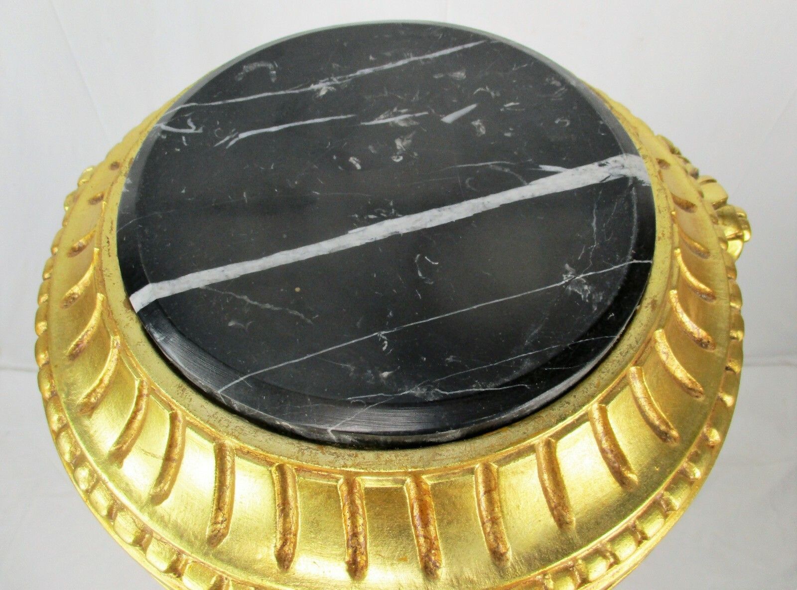 Gorgeous Gold Gilded Doré Pedestal  Plant Stand Table Rams Head Marble Top Wow photo buy