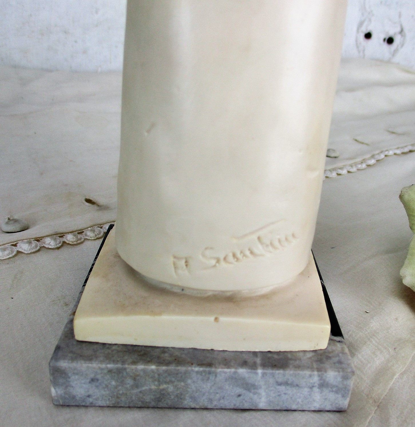Statue Padre Patris Pio Pietrelcina  Figurine Resin On Marble A. Santini Italy photo vinterior