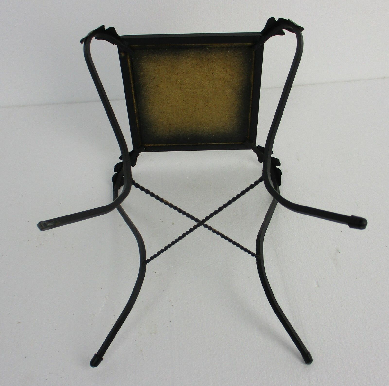 Vintage Small Side Table Plant Stand Mosaic Tiles Checkered Pattern Wrought Iron photo buy
