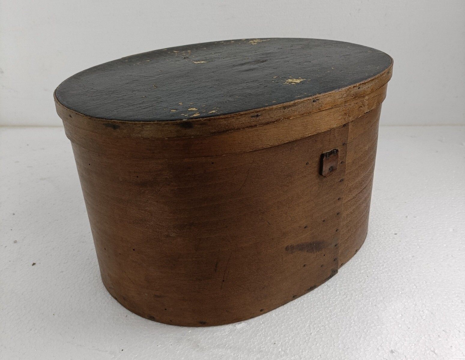 Antique  Wooden Cheese Box Bent Wood Primitive Htf Art Nouveau Oval photo 121.0