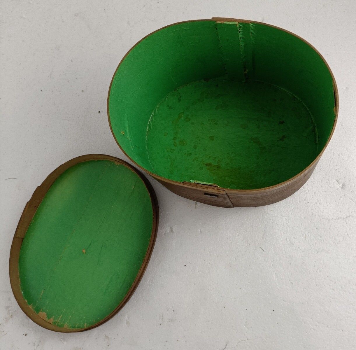 photo for sale Antique  Wooden Cheese Box Bent Wood Primitive Htf Art Nouveau Oval