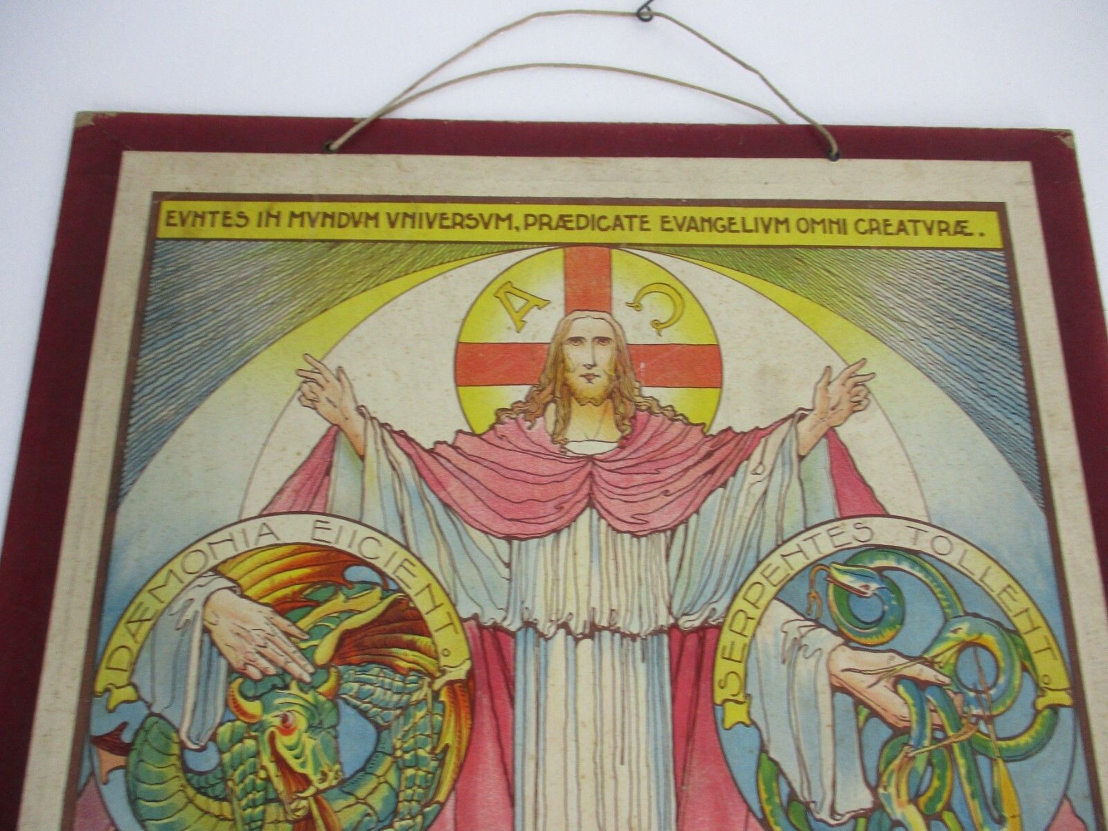Antique Religious Cardboard Print Chromolith Ascension Day Speybrouck Goffart photo furniture
