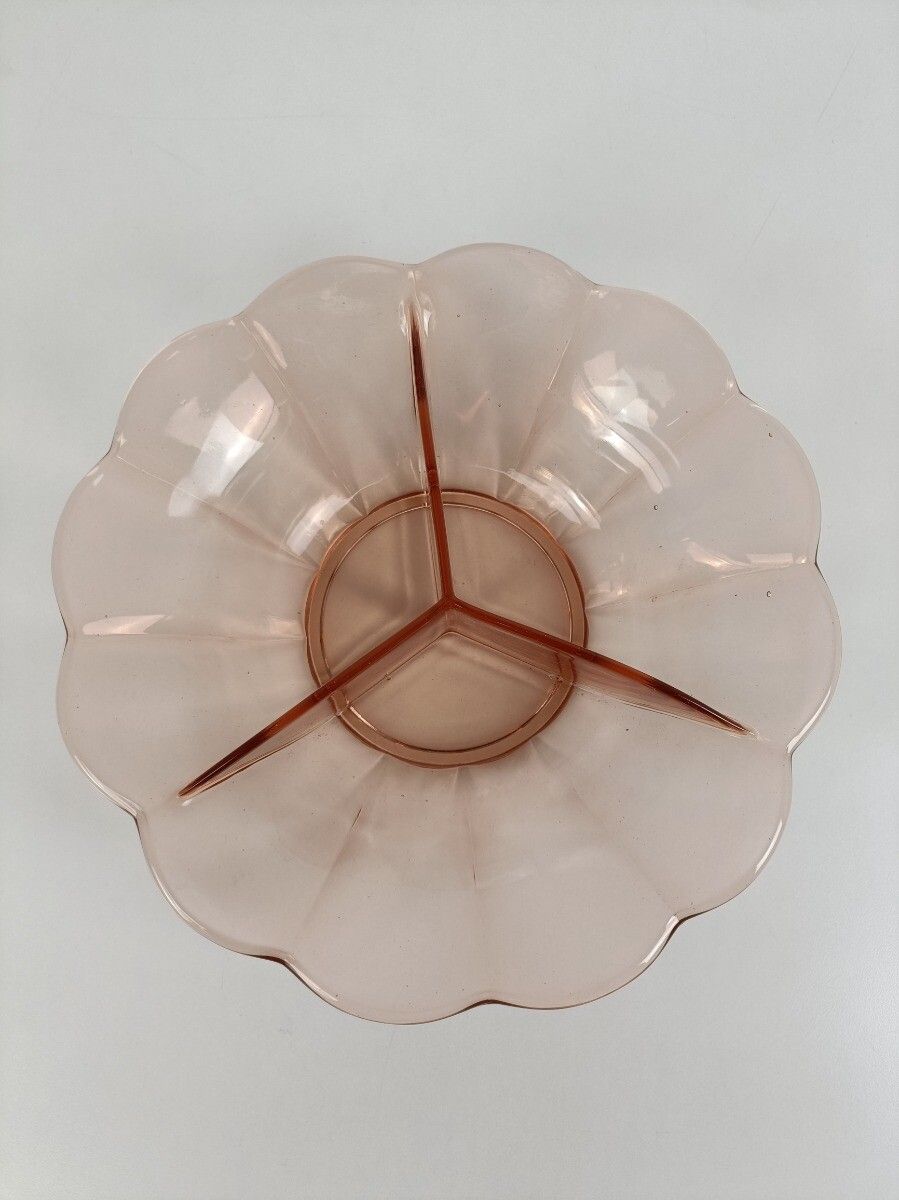 Art Deco Bowl Dish Centerpiece Basket  Art Glass Pink Val Sain Lambert Antique photo for sale