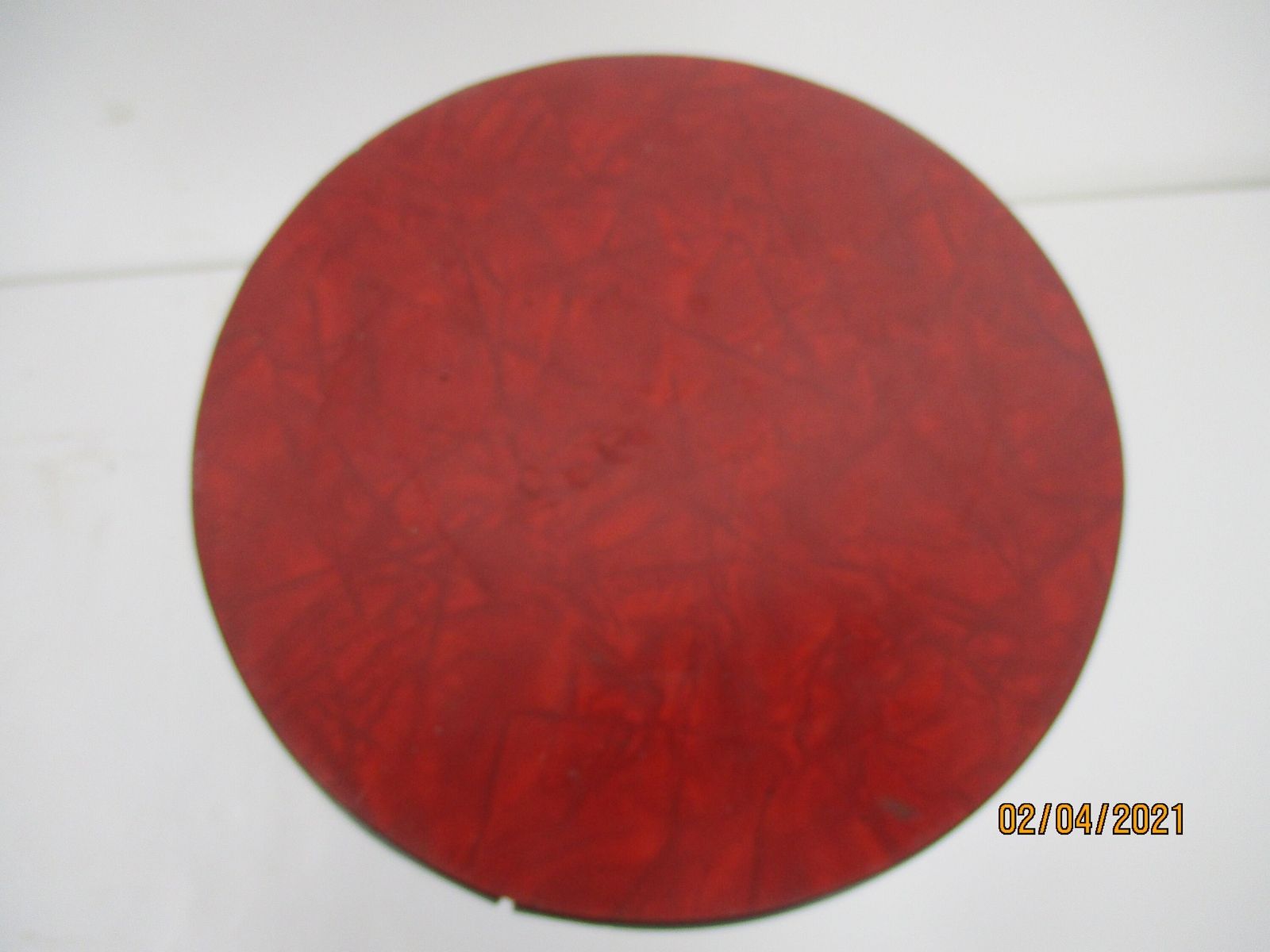 Small Retro Stool Chair Iron Legs Tabouret Crutch Plant Stand Pedestal Red Top photo 57.0