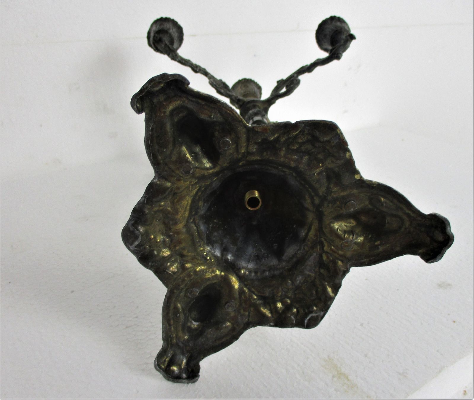 Large Vintage Brass Ornate 5 Arm Candle Holder Candelabra Putti Gorgeous photo vintage