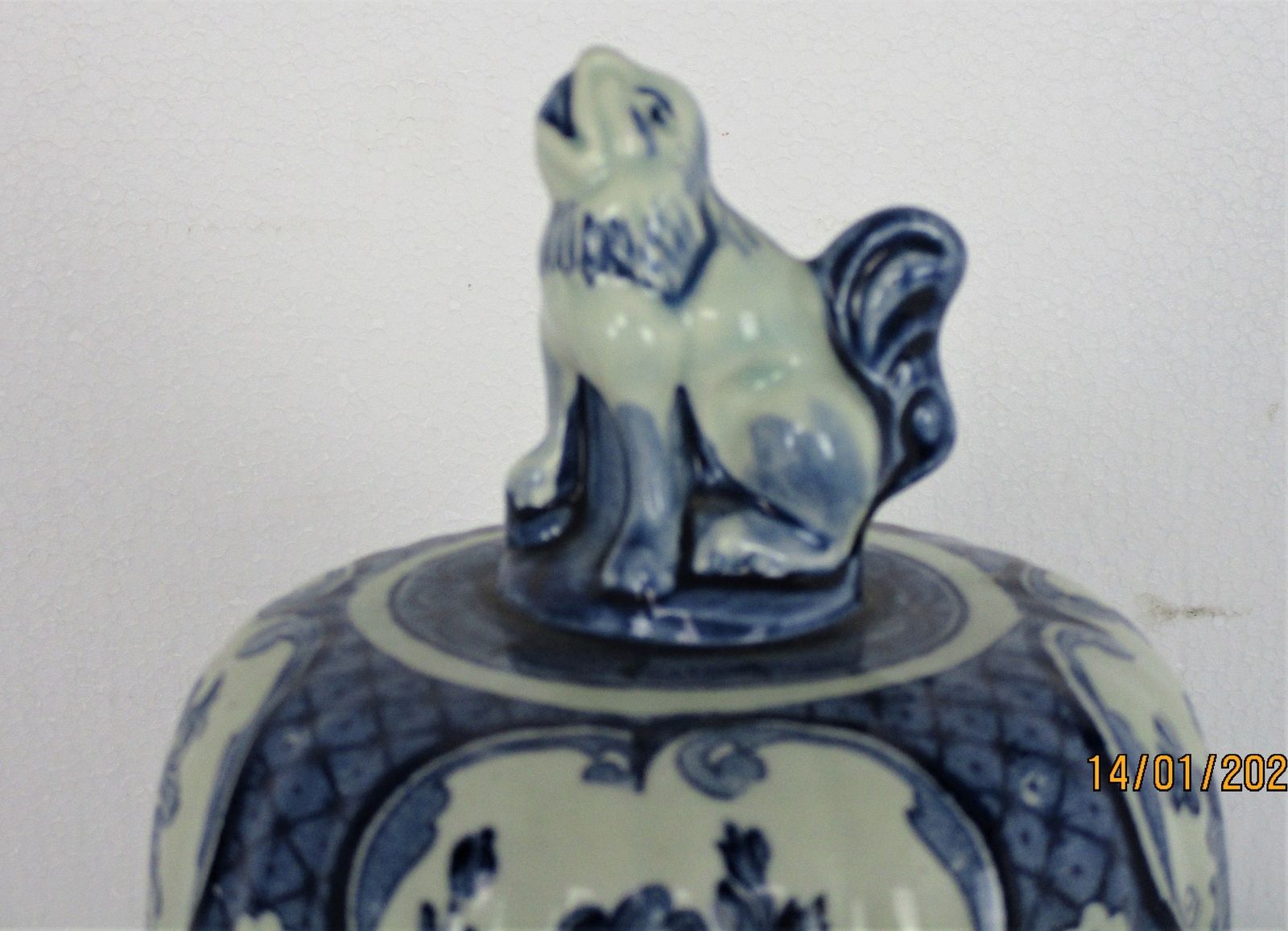 Large Royal Sphinx Maastricht Delft Vase Urn Marked Blue White Foo Dog 17.71&Quo photo furniture
