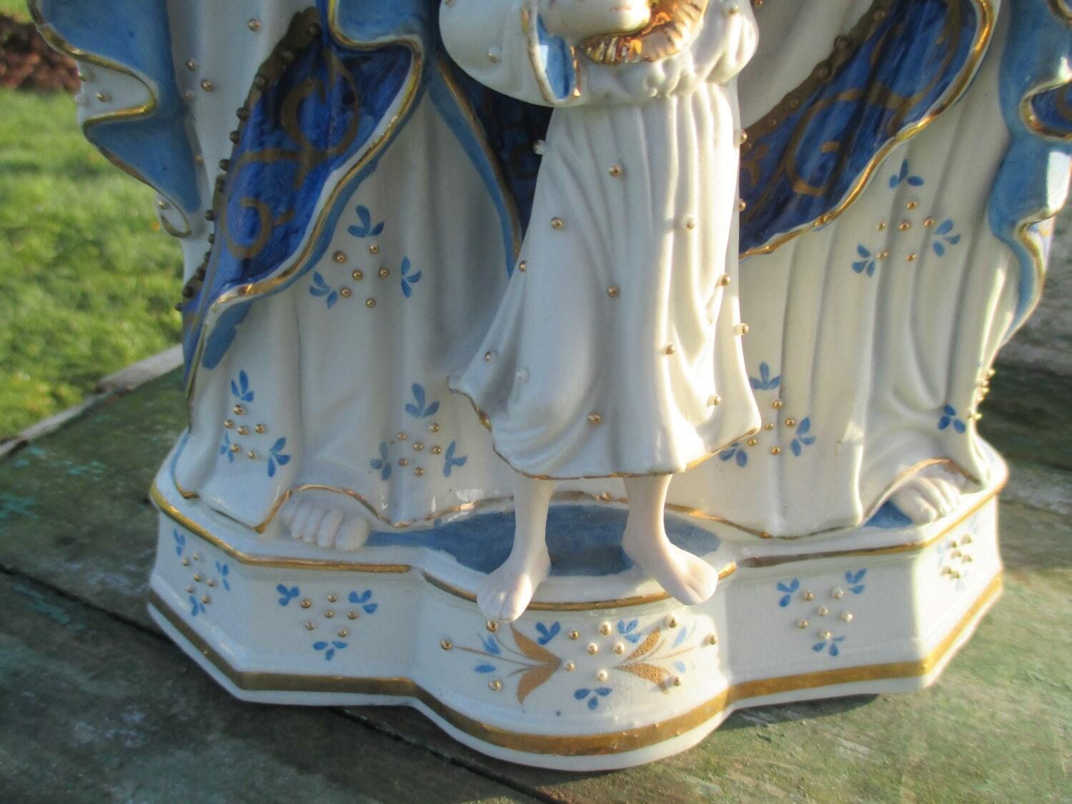 Small Statuette Holy Family Saint Joseph Virgin Mary Child Porcelain Lovely photo for sale