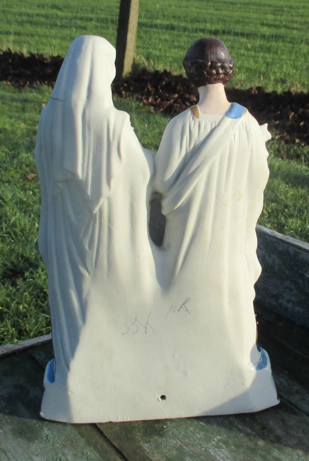 Small Statuette Holy Family Saint Joseph Virgin Mary Child Porcelain Lovely photo Home Decor