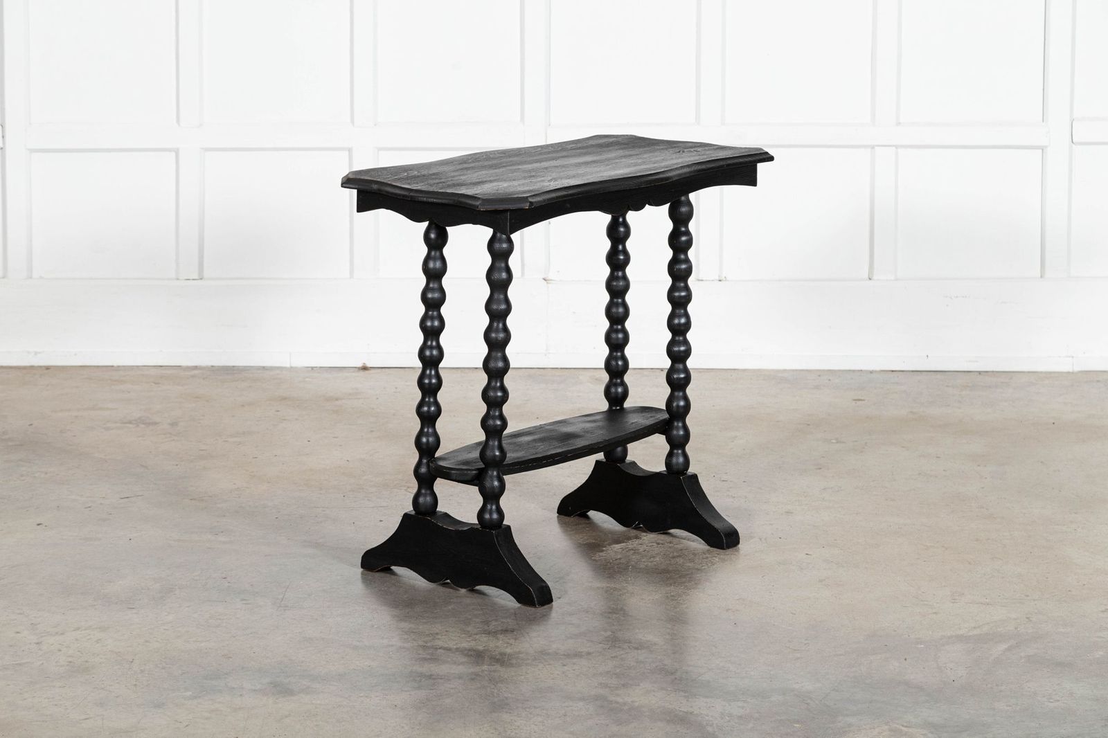19thc Ebonised English Pine Bobbin Side Table photo vintage