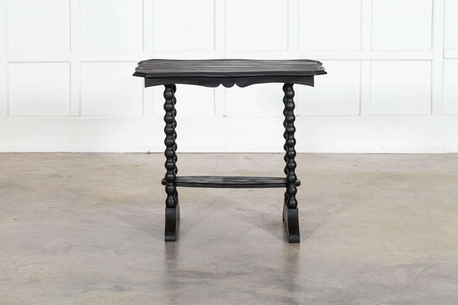 photo for sale 19thc Ebonised English Pine Bobbin Side Table