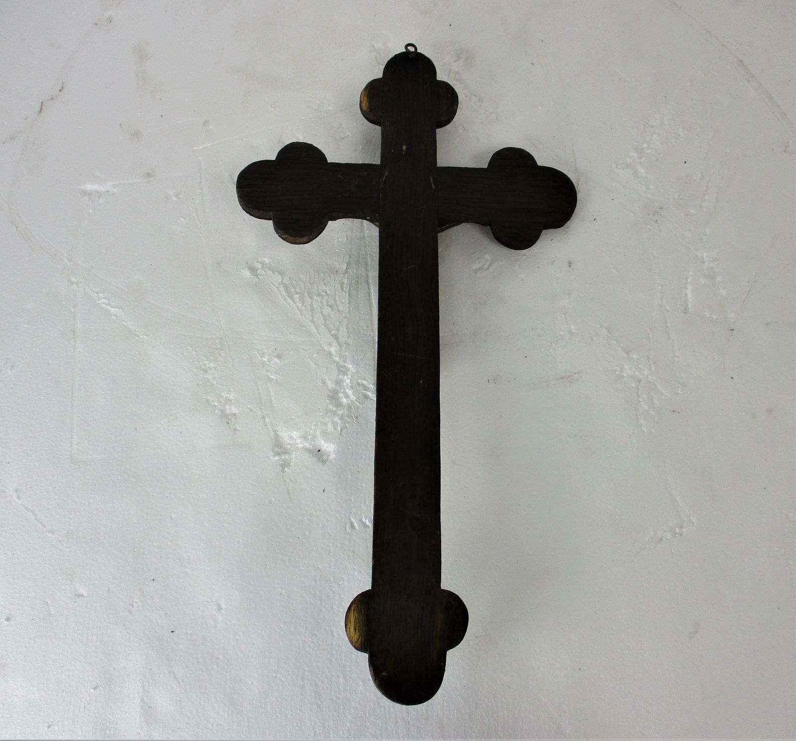 Hand Carved Wood Hanging Ornate Crucifix Jesus Christ Christianity  Faux Brass photo vintage