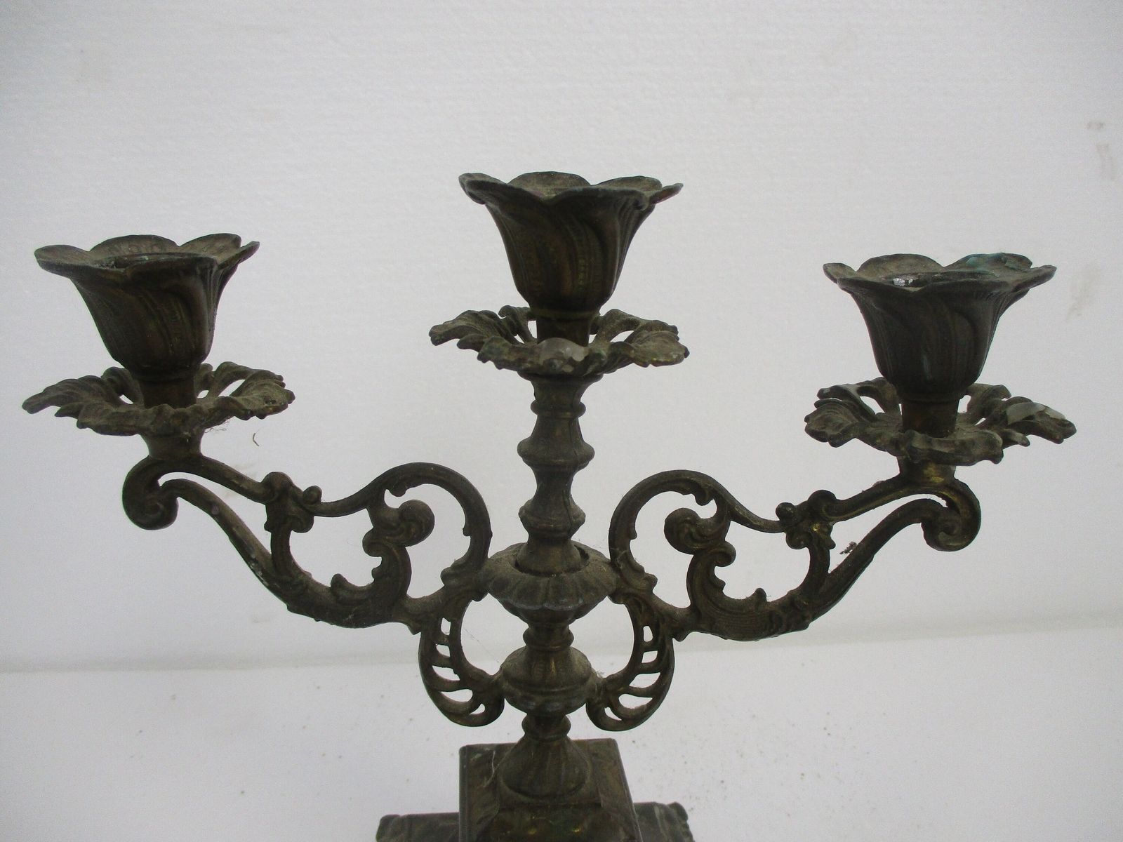 Very Stylish Ornate  3 Arm Candle Holder Candelabra Spelter Bauhaus photo for sale
