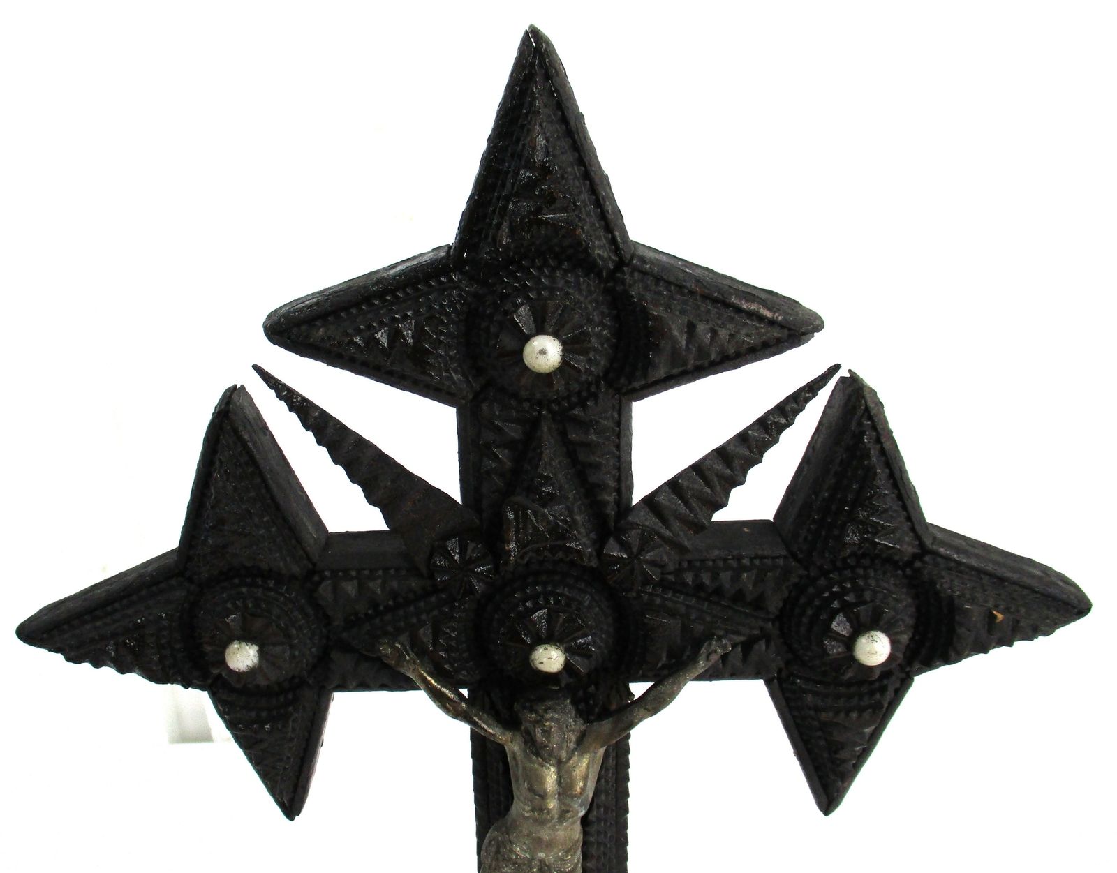 Altar Standing Crucifix Corpus Christi Hand Carved Wood Spelter Folk Art Beautif photo furniture