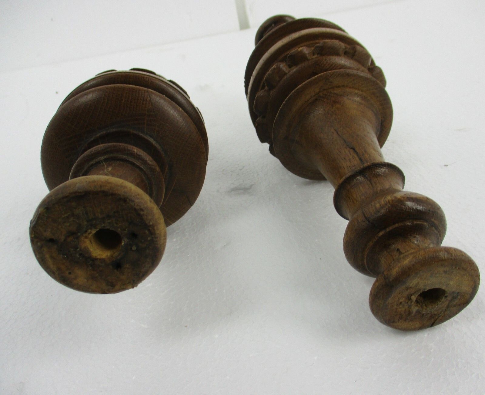 2 Large Reclaimed Carved Wood Large Spindles Balusters Trim Posts Pillar Salvage photo 130.0
