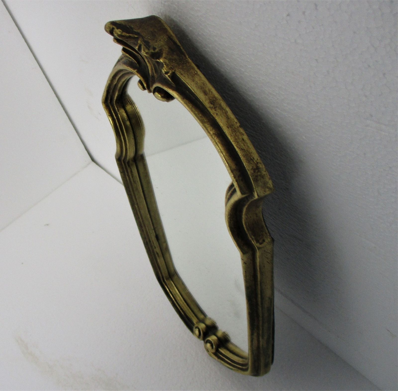 Ornate Mirror Resin Shell Gold Gilded Ornate Hollywood Regency Style 50s Mid Cen photo Home Decor