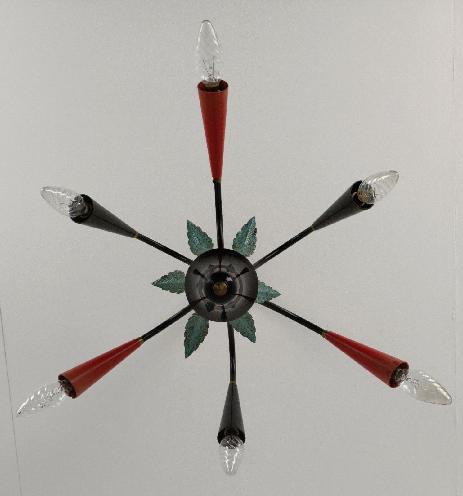 photo furniture 1950s Vintage Italian Spider Chandelier Era Stilnovo Hollywood Regency Leaves