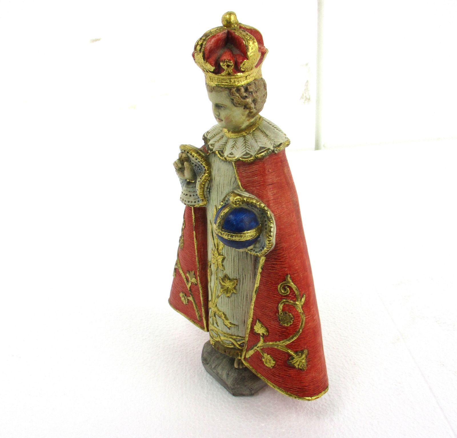 Statue Infant Of Prague Infant Jesus Santo Nino Polystone Stoneware  Lovely Rare photo 194.0
