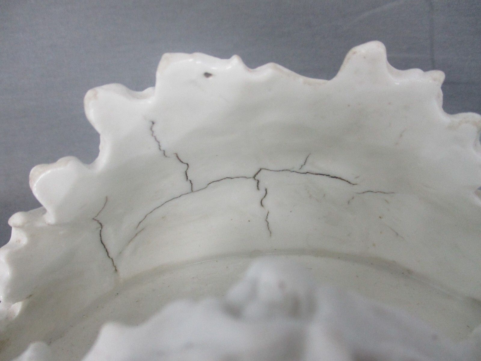 Art Large Antique Porcelain Bisque Holy Water Font Vessel  Jesus Crucifix Church Wow photo