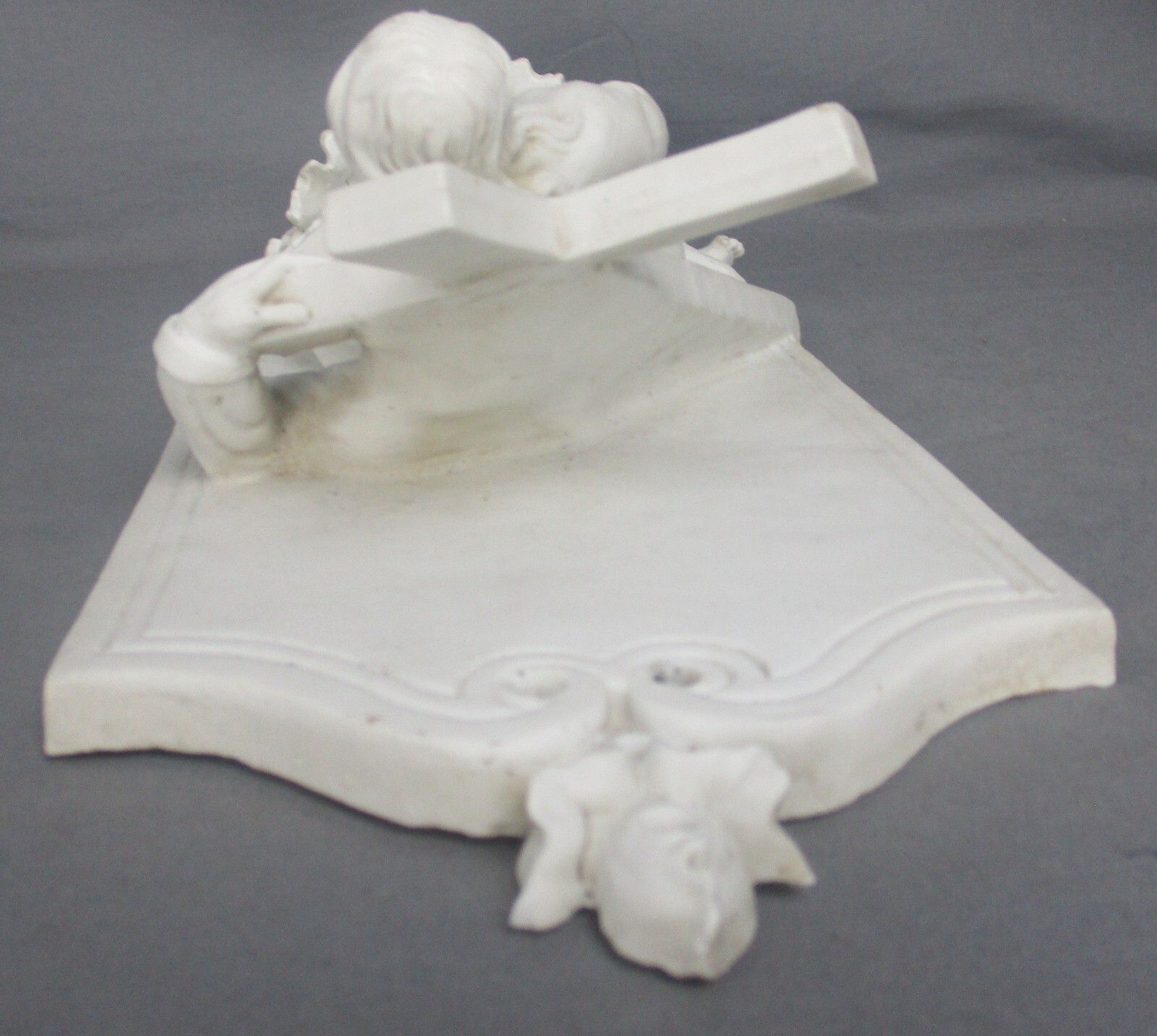 575.0 Large Antique Porcelain Bisque Holy Water Font Vessel  Jesus Crucifix Church Wow photo