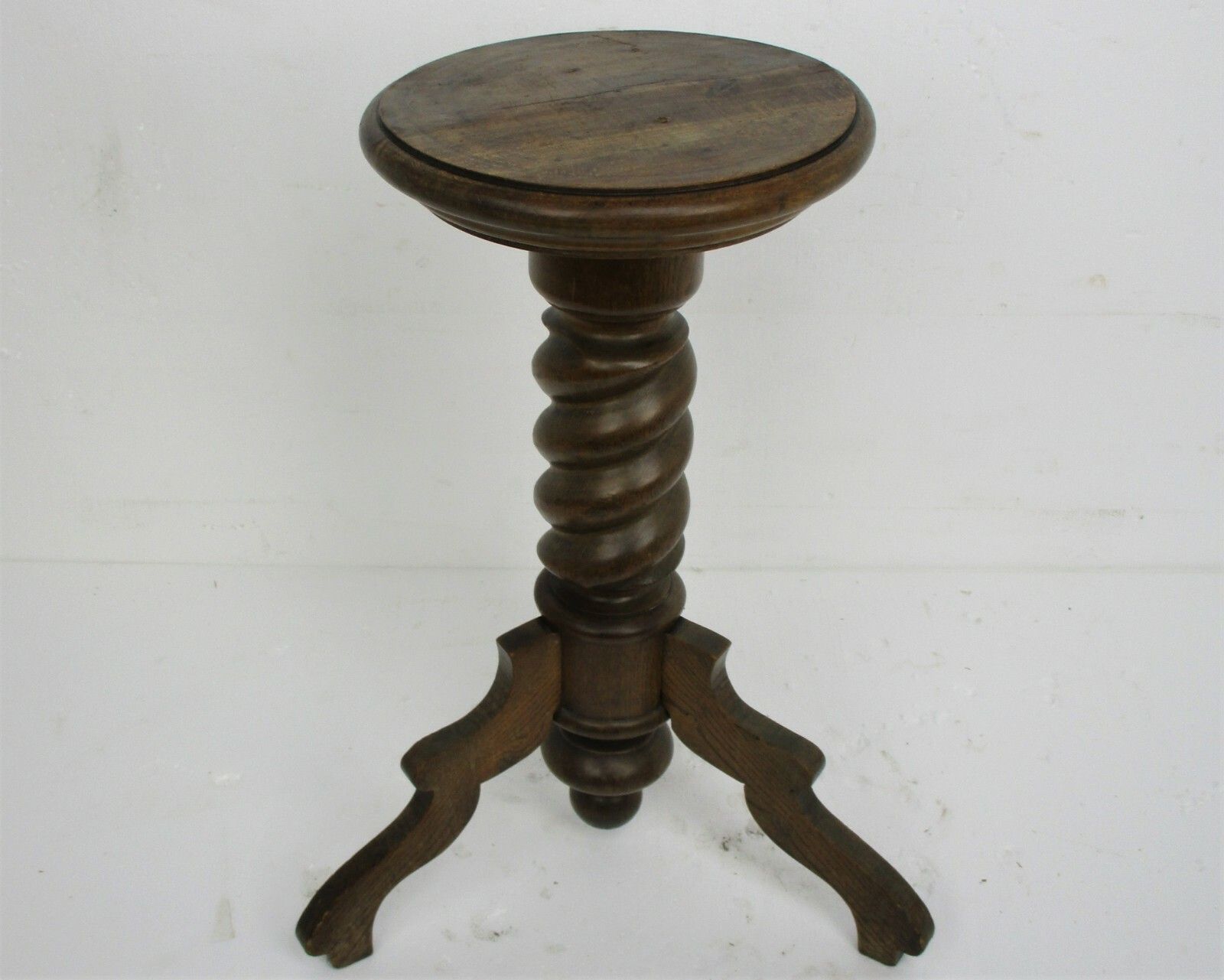 Hand Carved Wood Barley Twist Side Display Coffee Table Pedestal Plant Bonsai photo for sale