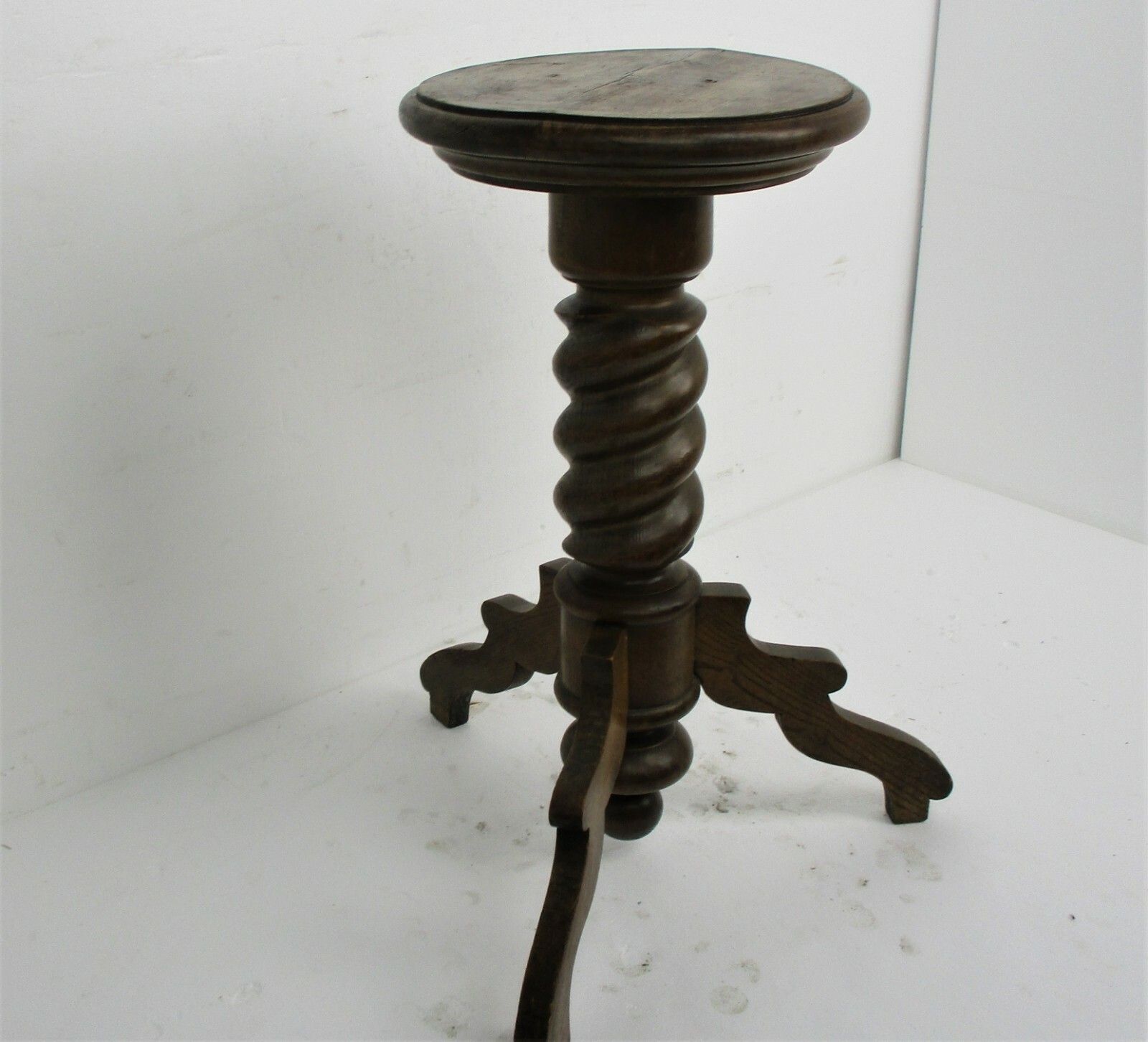 Hand Carved Wood Barley Twist Side Display Coffee Table Pedestal Plant Bonsai photo Furniture