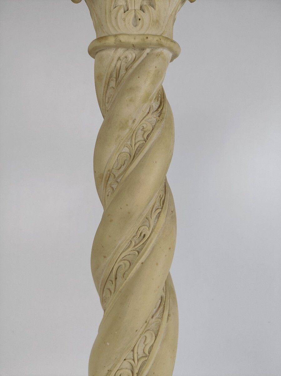 Large Column Pedestal White Marble Look Resin Signed Guelfi Ornate Plant Stand G photo vinterior