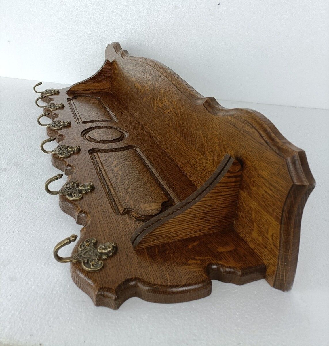 Xl Hand Carved Wood French Oak Coat Hat Kitchen Hallway Rack Antique Gorgeous St photo buy