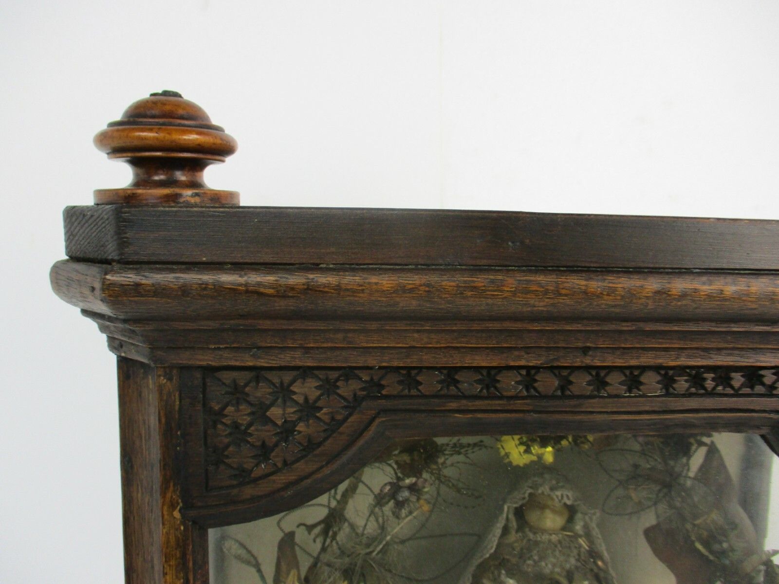 19th C Antique Hand Carved Wood Chapel Niche Shrine With Hand Made Antique Doll photo furniture