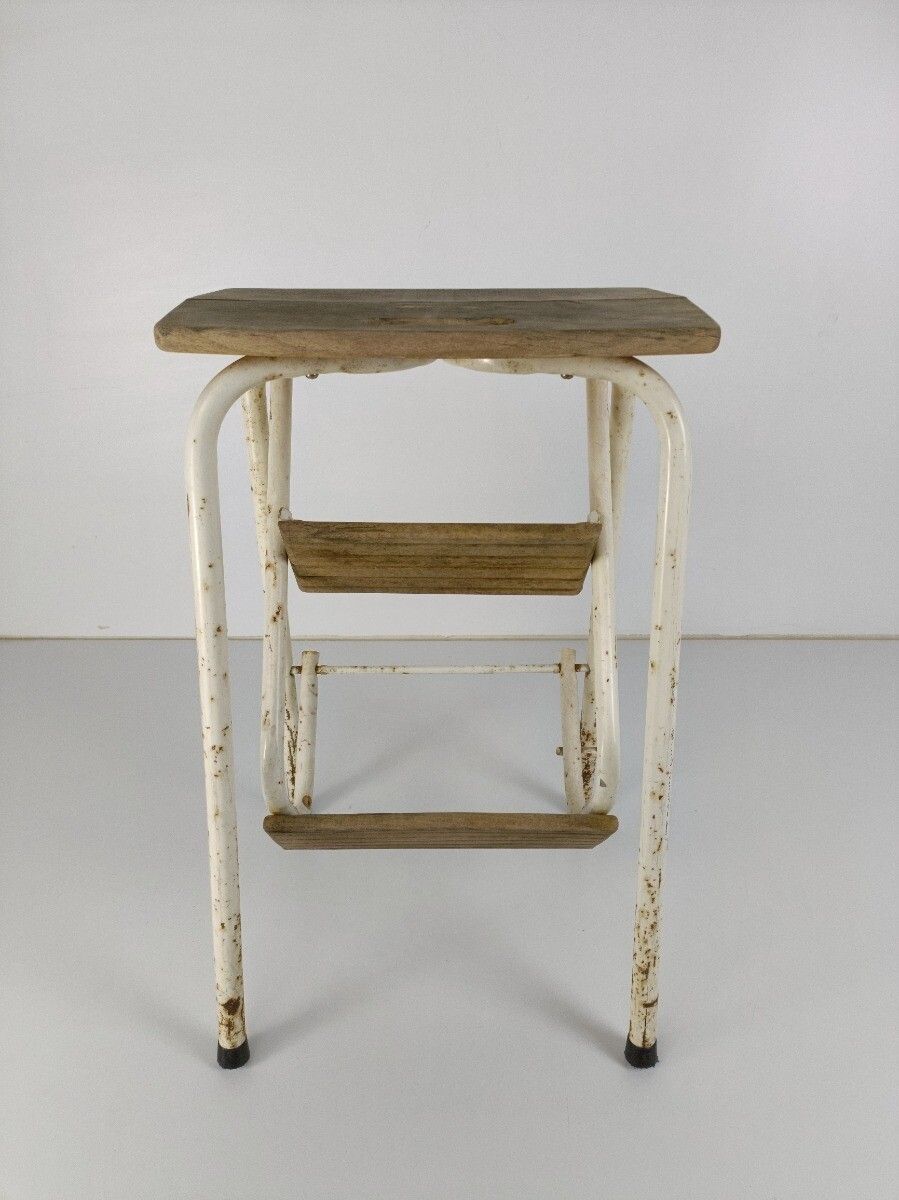 photo for sale Mid Century Step Ladder Iron Fold Out Steps Kitchen Library Funky Decorative Pla