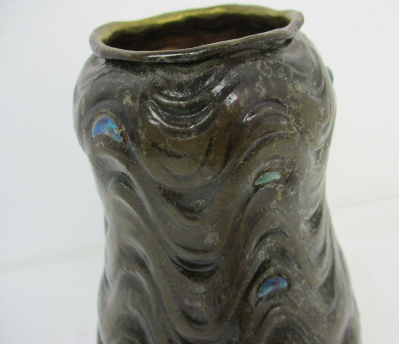 Art Piece Verlinden Lier Ornate Vase Jar  Bronze Enamel Art Deco Brutalist photo furniture