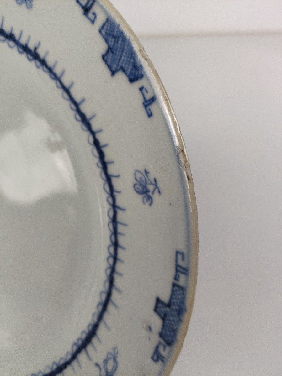 Antique Chinese Charger Plate Decorative 19th Century Blue White Antique photo 81.0