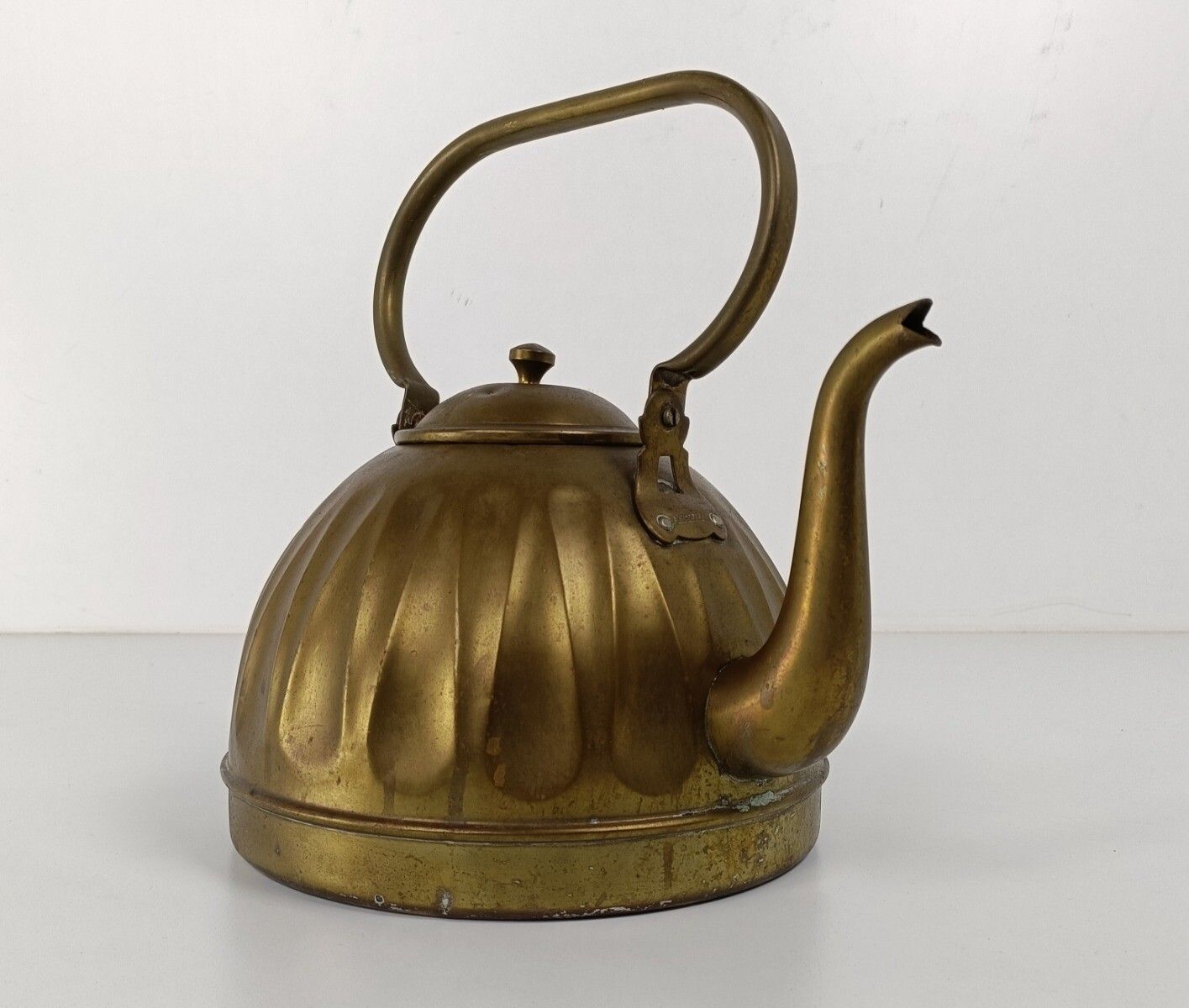 Antique Brass Tea Coffee Water  Kettle,  Funky Rare Marked Jimas France photo furniture