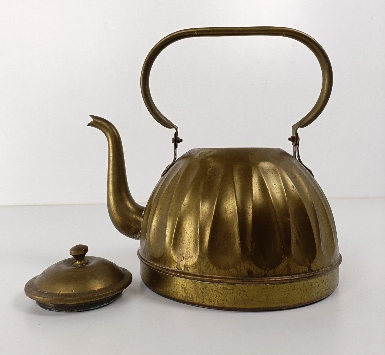 Antique Brass Tea Coffee Water  Kettle,  Funky Rare Marked Jimas France photo buy