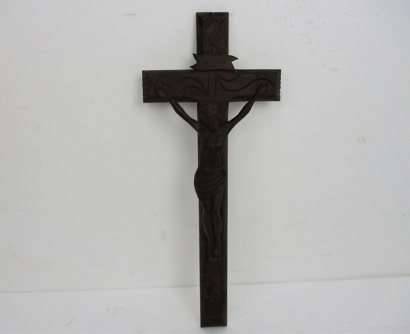 Completely Hand Carved Wood Oak Hanging Crucifix Cross Corpus Jesus Christ photo furniture