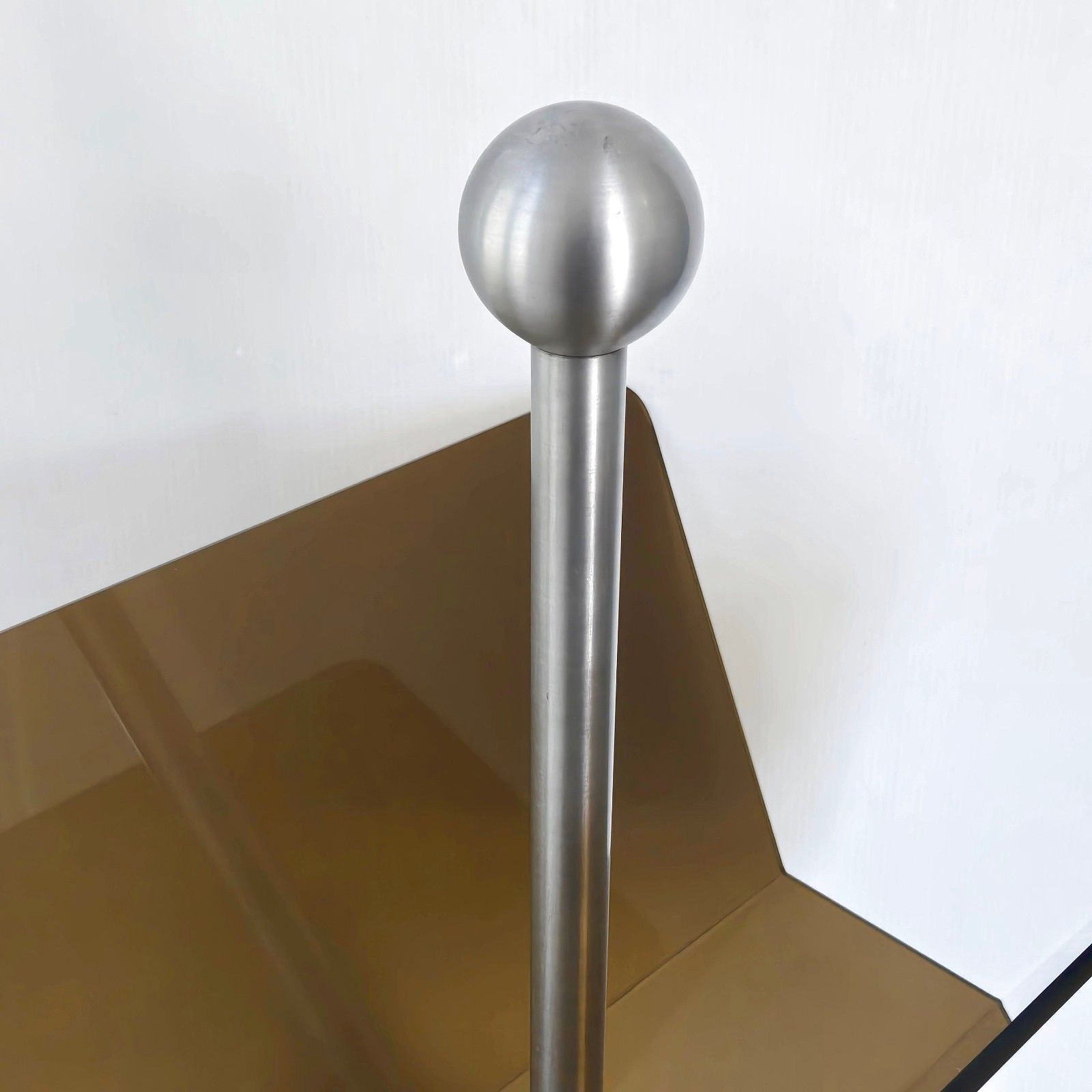 photo for sale Vintage 1970s Steel Magazine Rack Brush & Plexiglass 70s Space Age Pop 1970s