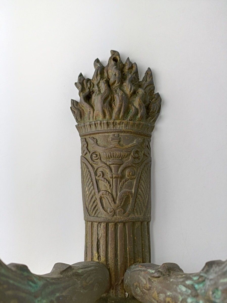 Bronze Wall Sconce Candelabra Antique Gothic Female Faces,19th Century photo for sale