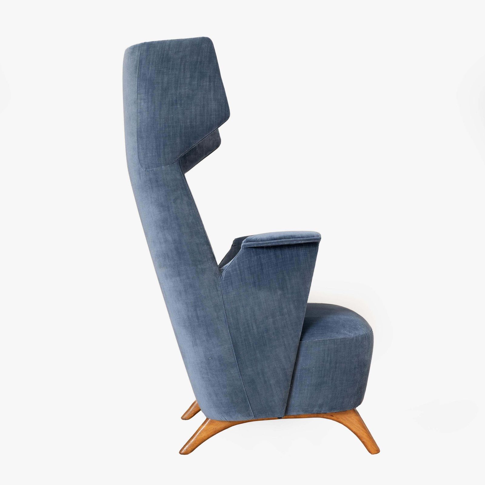 photo furniture Pair Of Mid Century Modern Italian Velvet High Back Armchairs, 1950s