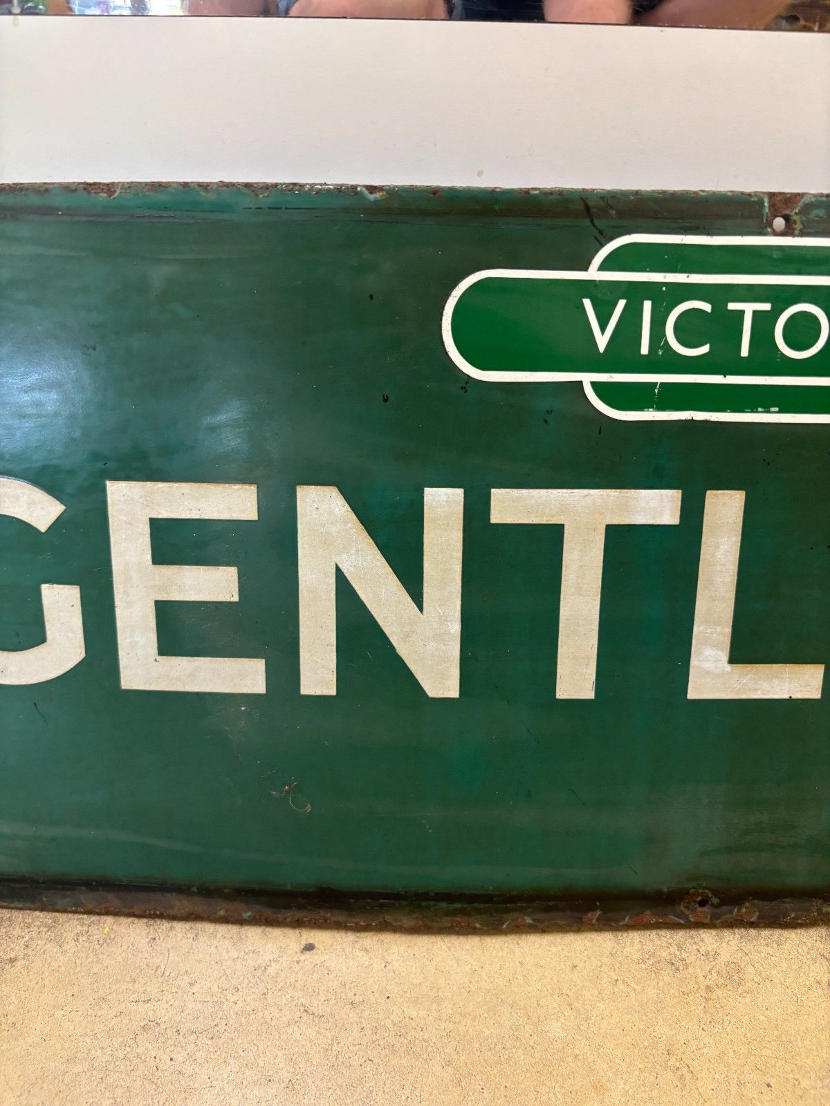 Antique Victoria Railway Gentlemen Enamel Sign By Mcclean & Co Ltd, London photo for sale