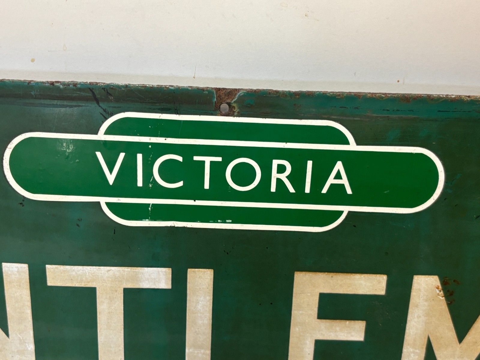 Home Decor Antique Victoria Railway Gentlemen Enamel Sign By Mcclean & Co Ltd, London photo