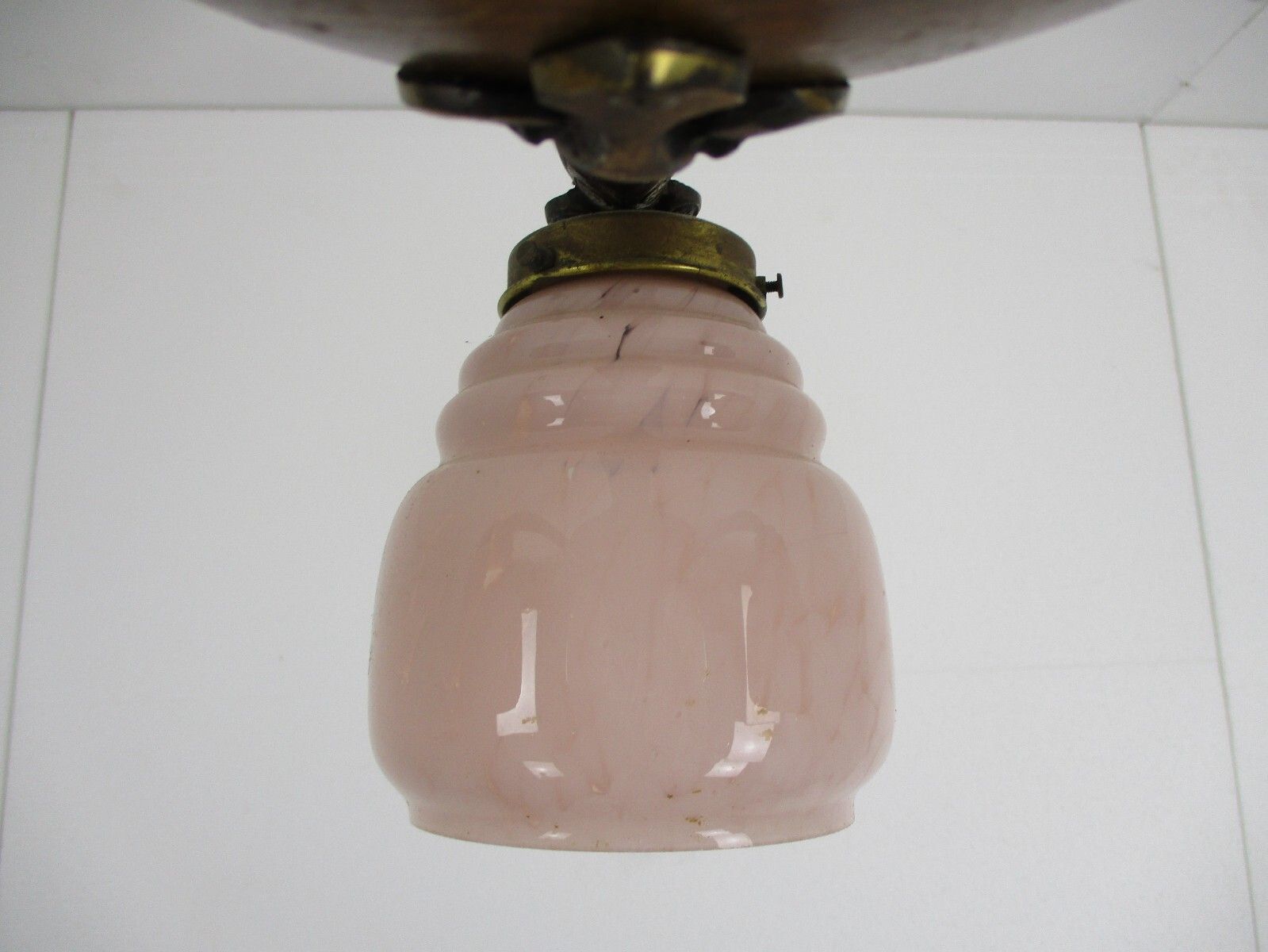 Chandelier 6 Arms Lights Art Deco Marbled Glass Pink Shades Spider Antique photo buy
