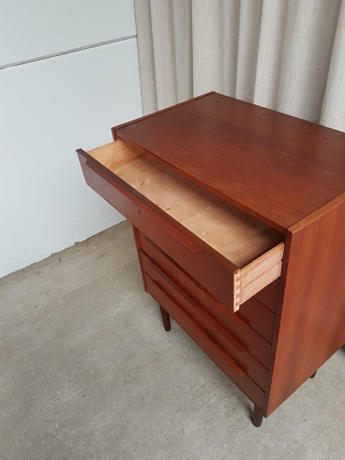 Furniture Vtg Mid Century Danish Teak Chest Of Drawers Tallboy Retro Scandi R908 photo