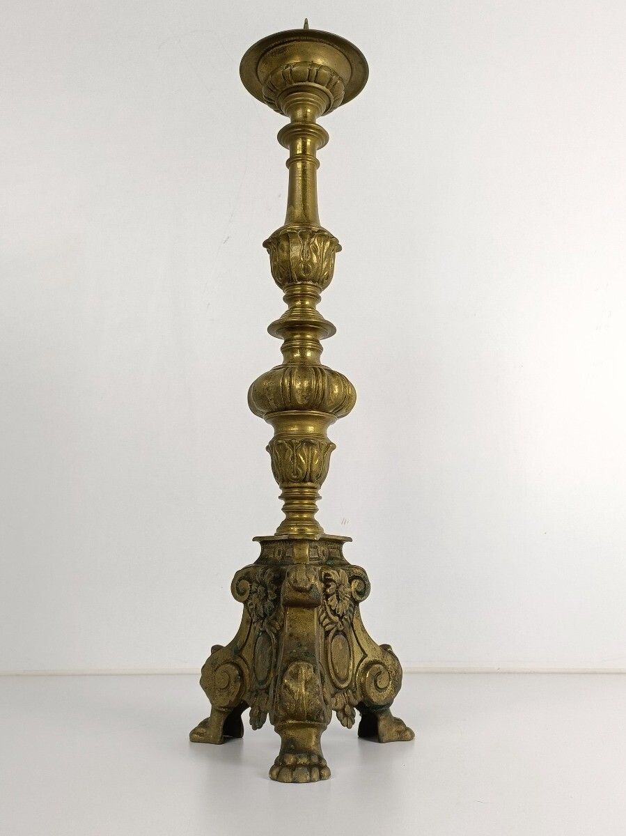 Antique Brass Ornate Candle Holder Candle Stick Large photo Home Decor