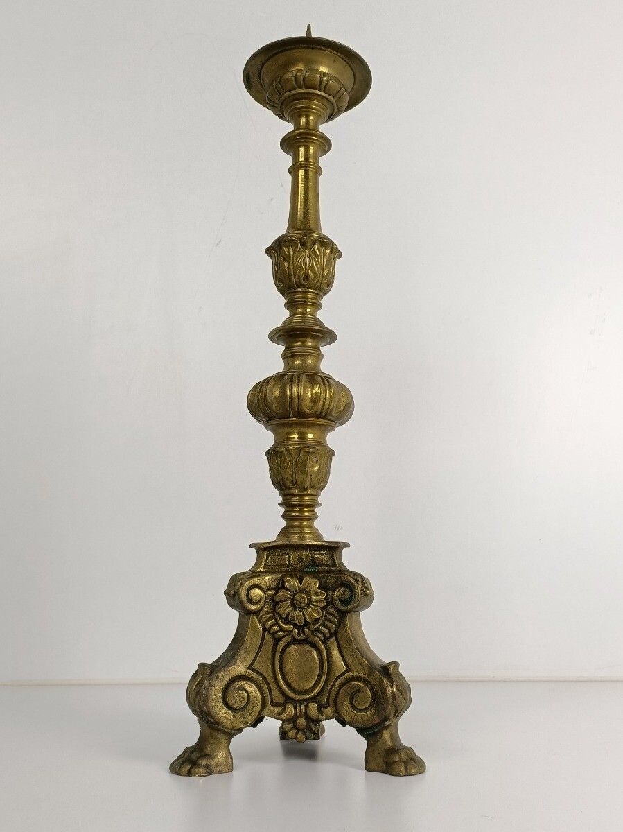Antique Brass Ornate Candle Holder Candle Stick Large photo vinterior