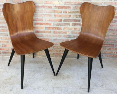 Mid Century Chairs With Conical Legs, 1950s, Set Of 2 photo vinterior