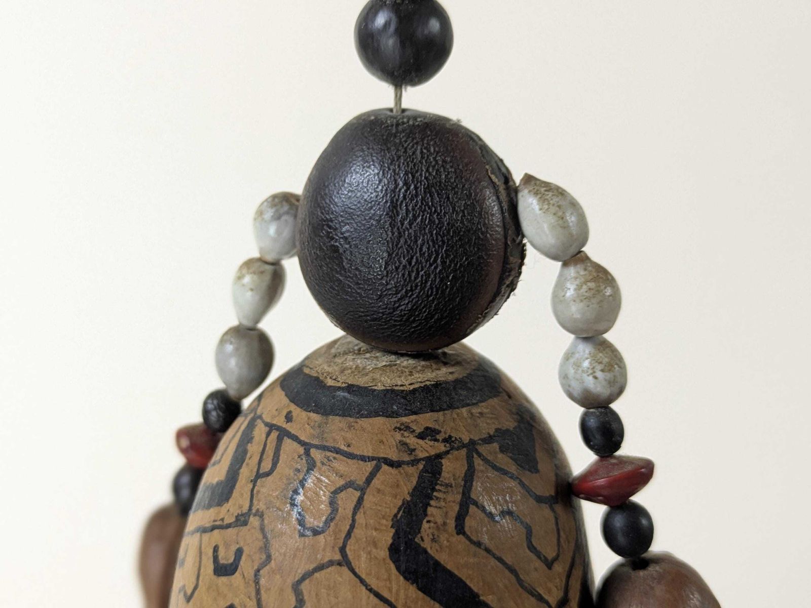 Authentic Tribal Art Doll Handcrafted Gourd Seed Nut Organic Materials Indigenous Folk Art Collectible photo furniture