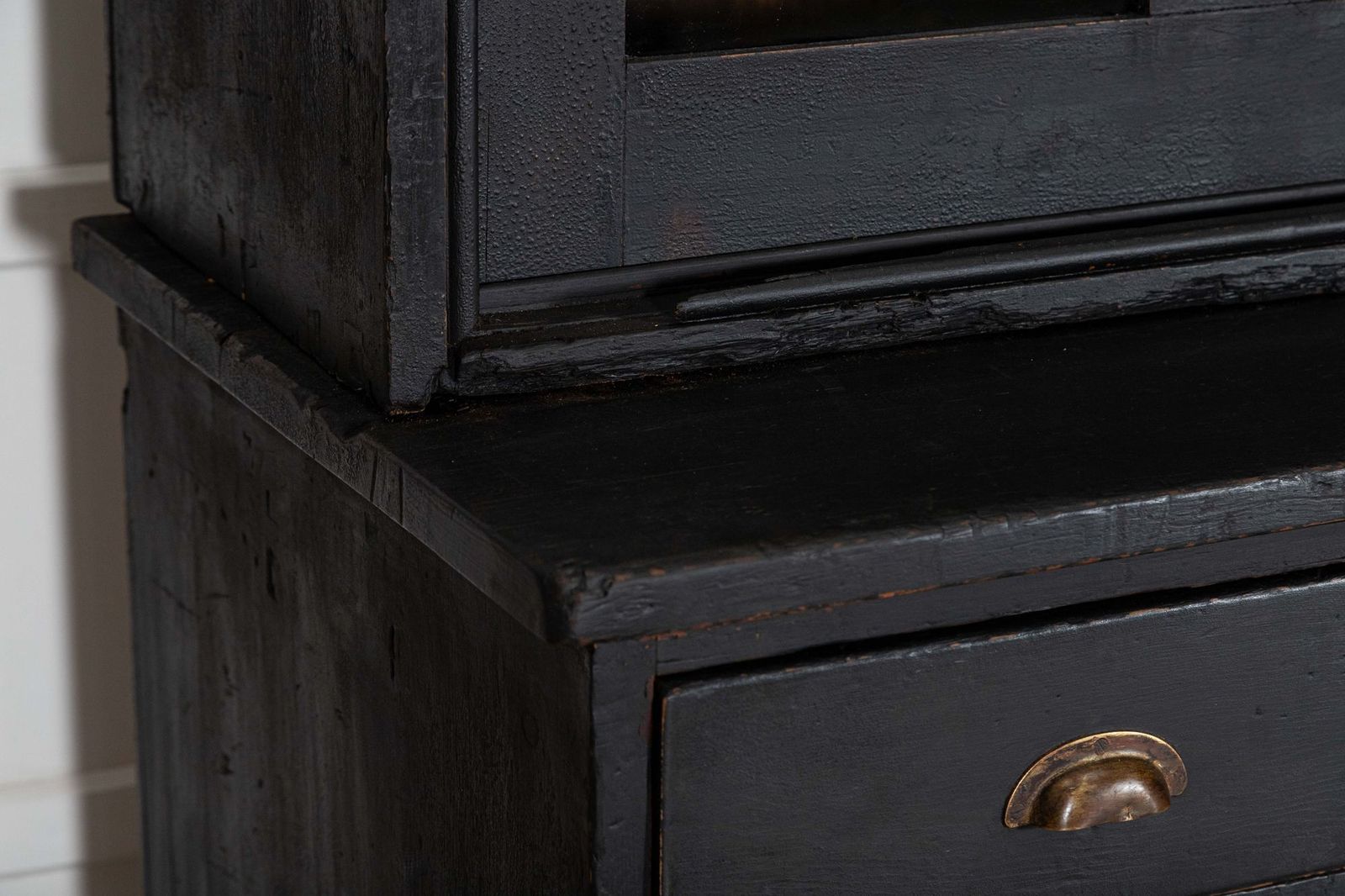 photo vinterior Monumental 19thc English Ebonised Pine Housekeepers / Haberdashery Cabinet