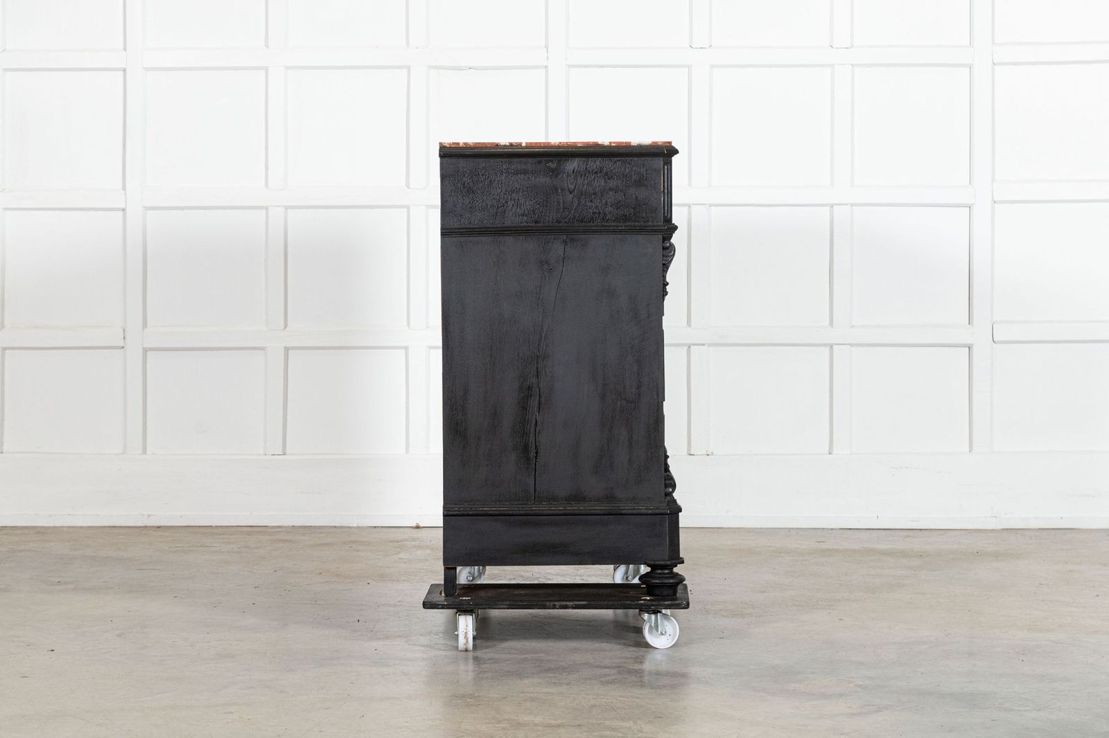 Furniture 19thc French Ebonised Fruitwood Marble Commode photo
